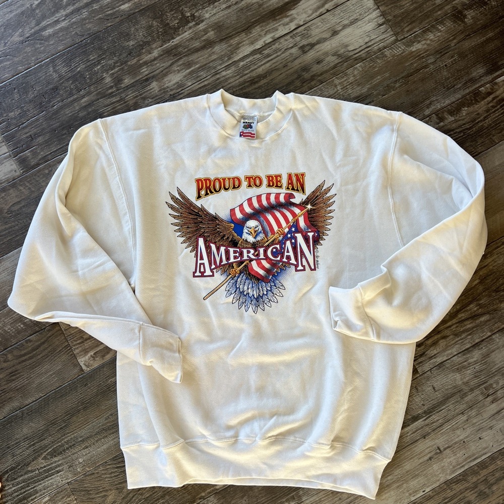Vintage 1990s Proud to be American Bald Eagle USA America 90s Sweatshirt Size XL